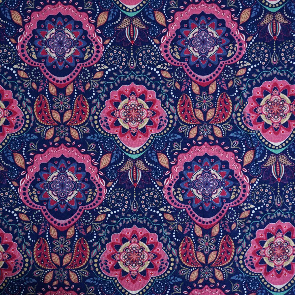 Dekostoff Canvas Mandala pink blau